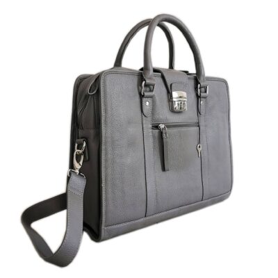 Leather Briefcase, Grey